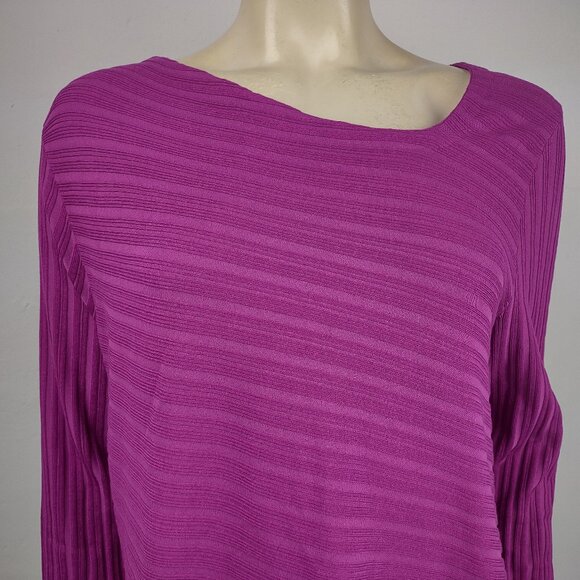 Carlisle Collection fuchsia purple silk blend asymmetrical knit top ladies XL - Picture 2 of 8